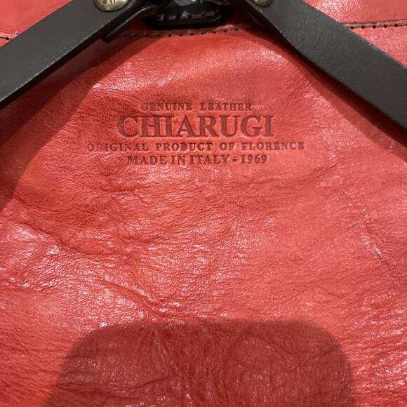 CHIARUGI Italian Red Leather Backpack Travel Bag Daypack main image 4